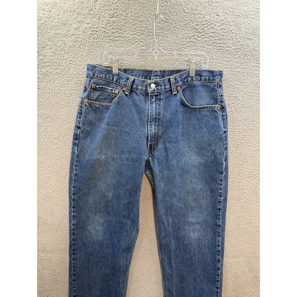 Levis 550 Jeans Mens 38x32 Blue Relaxed Fit Workwear Grunge‎ Skater HEMMED *